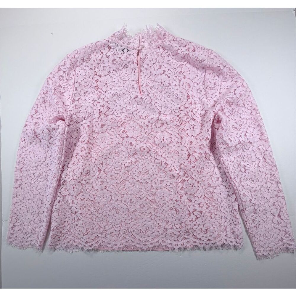 J.Crew Scalloped Lace Mockneck Top Pink Floral Lined Womens Size 12 Blouse NWOT - Picture 10 of 10